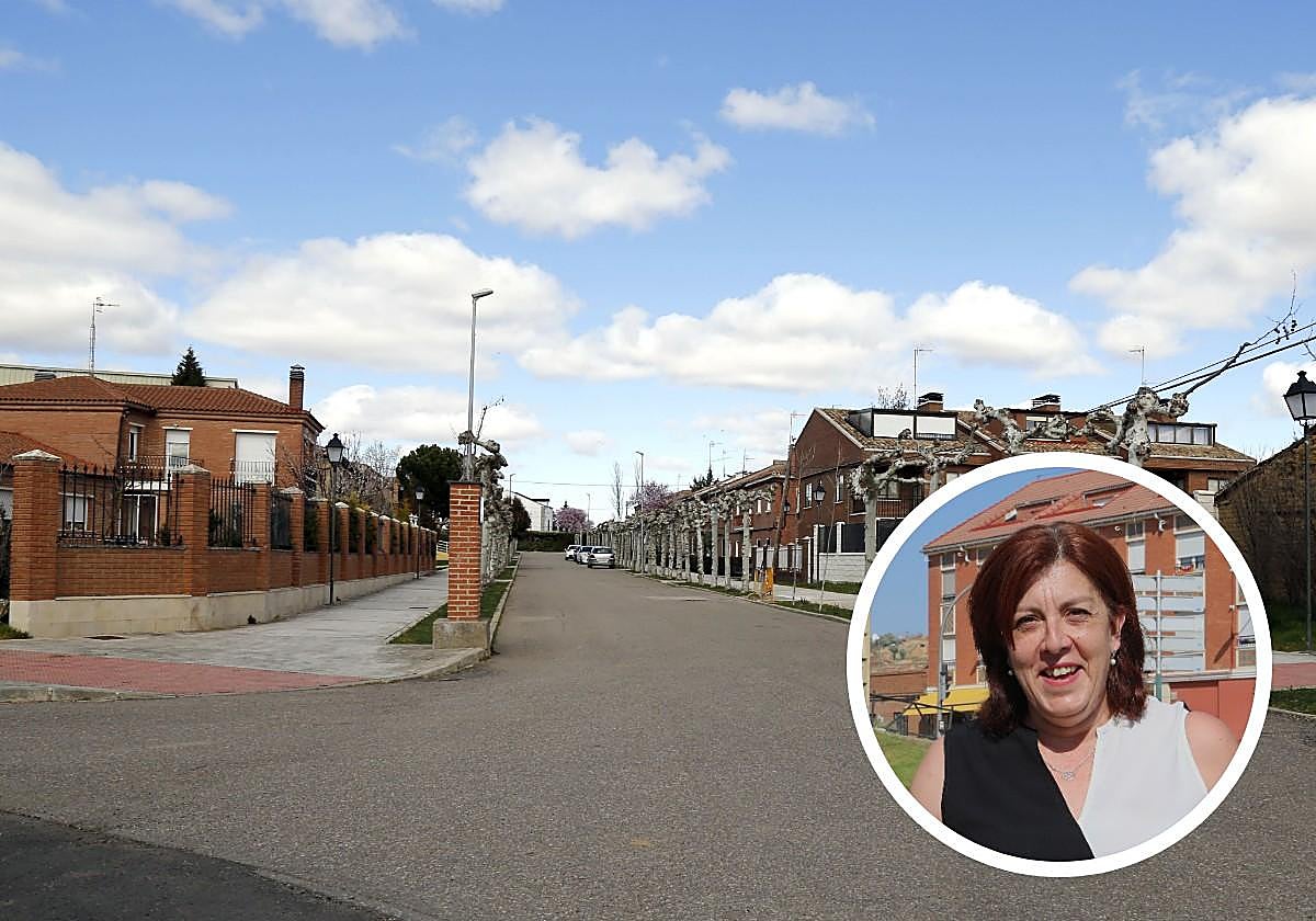 Imagen de Villarramiel y detalle de la alcaldesa, Nuria Simón.