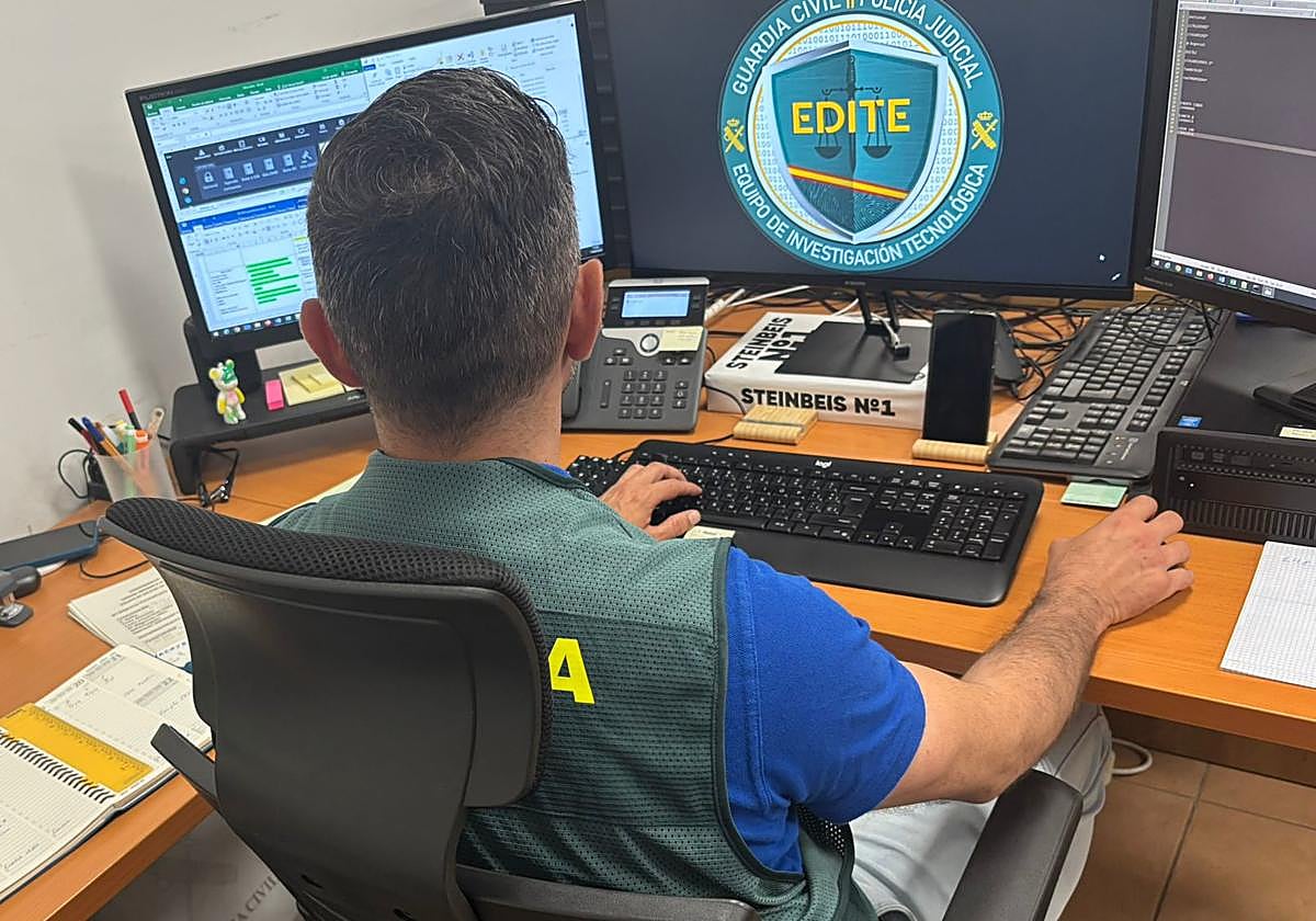 Un agente de la Guardia Civil, durante una investigación.