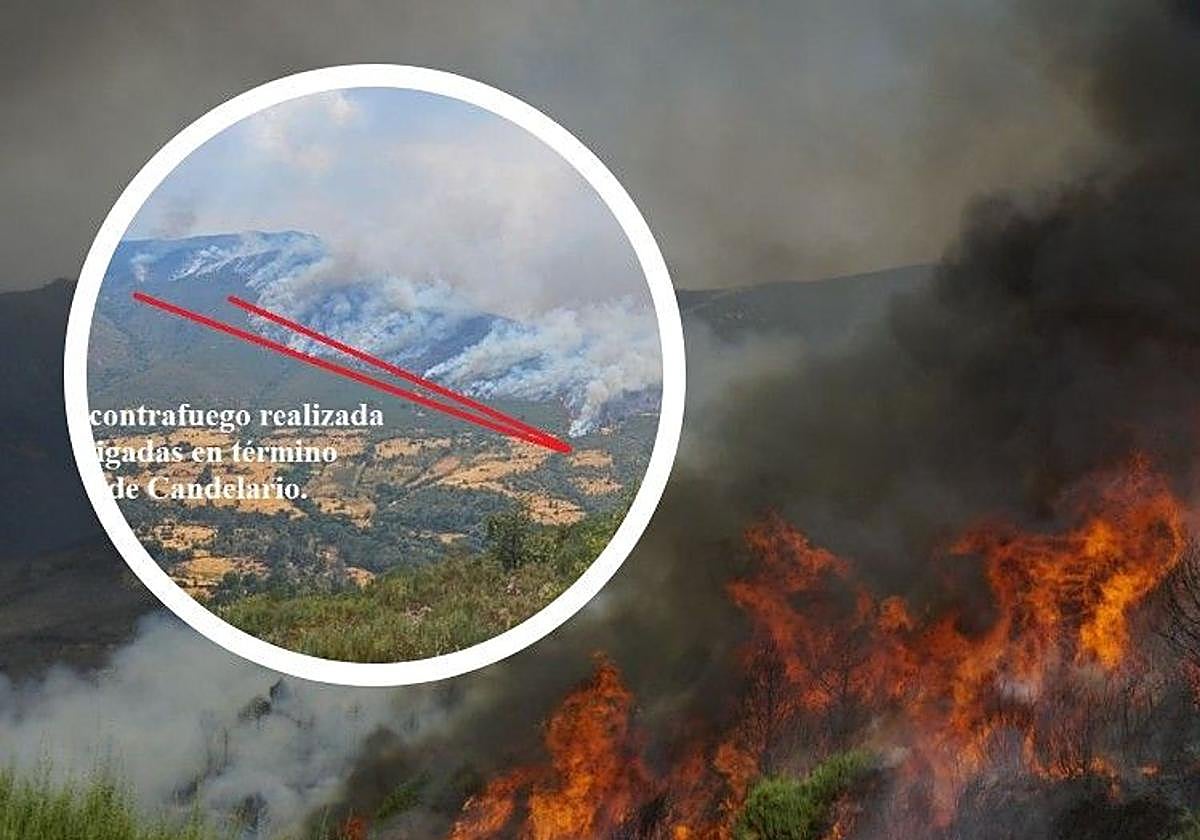 La técnica de fuego contra el fuego en Salamanca para dar «muerte» al incendio de Jarilla