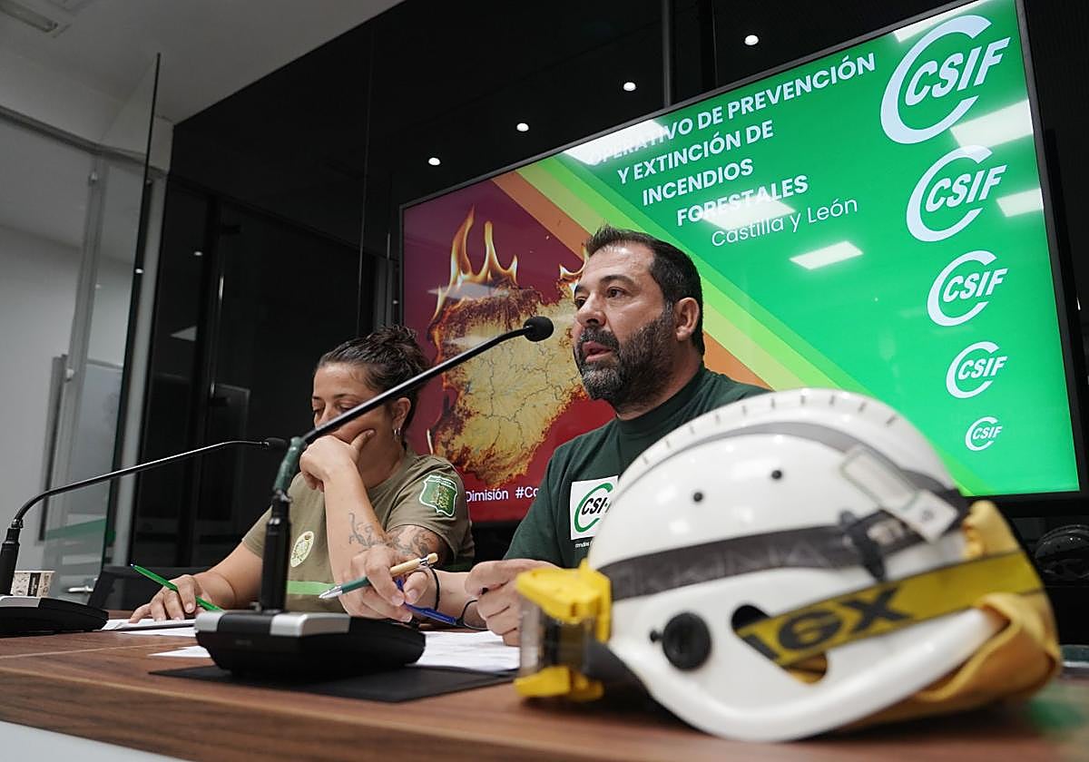 Rueda de prensa de CSIF sobre incendios forestales, este lunes.