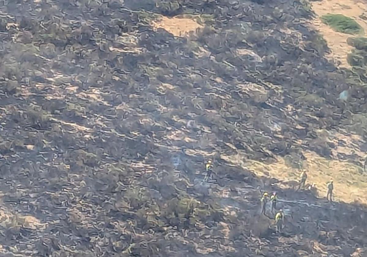 Zona en la que resultó herido el peón que trabajaba en la extinción del incendio.