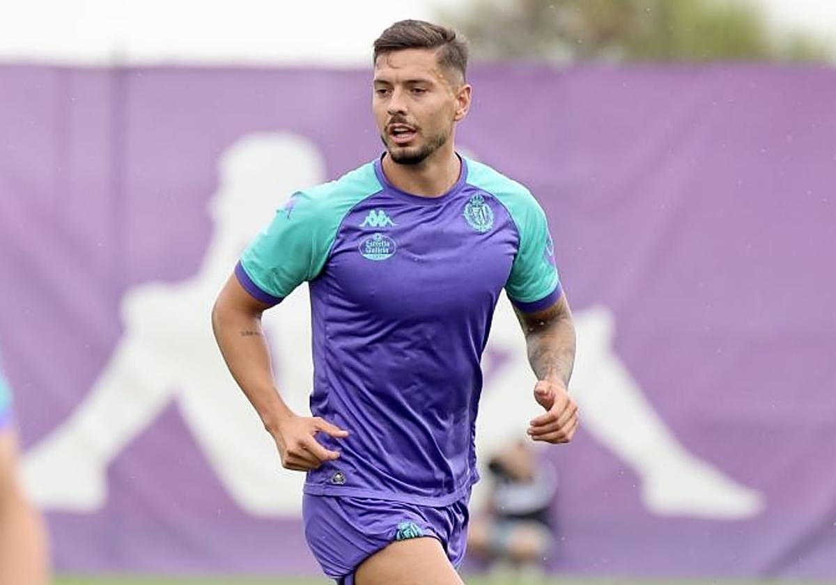 Javi Sánchez, durante el entrenamiento del pasado lunes.