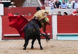 Cogida sufrida por Morante de la Puebla el pasado día 10 en Pontevedra.