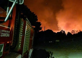 Trabajos de lucha contra el fuego en Porto (Zamora) el 26 de agosto.