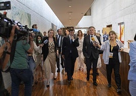 Alfonso Fernández Mañueco, el pasado 29 de agosto antes de comparecer en las Cortes.