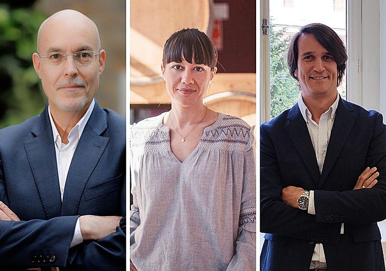 Arturo Pérez de Lucía, director general de AEDIVE, María Sevillano, directora de Sostenibilidad de Bodegas Familiares Matarromera y José Manuel de Millán, gestor de Financiación Sostenible de BBVA en Asturias y Castilla y León