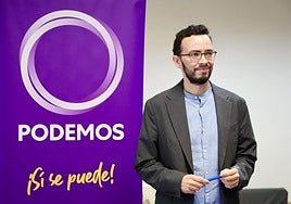 El coordinador de Podemos en Castilla y León, Miguel Ángel Llamas, este martes.