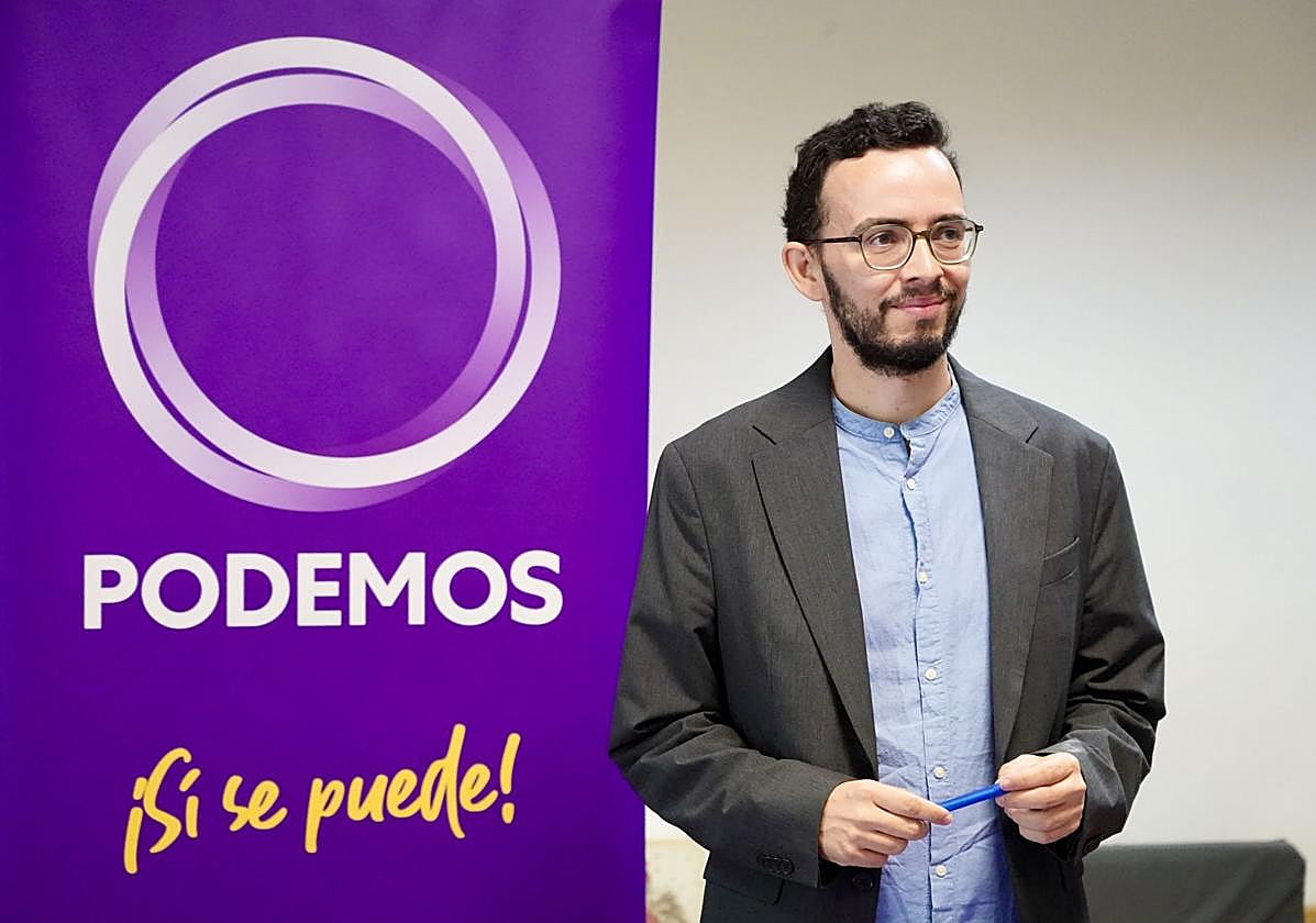 El coordinador de Podemos en Castilla y León, Miguel Ángel Llamas, este martes.