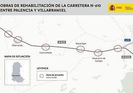 Transportes inicia la rehabilitación de la carretera N-610 entre Palencia y Villarramiel