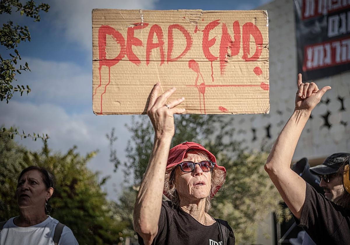 Protesta en Jerusalén contra los ataques israelíes a Gaza.