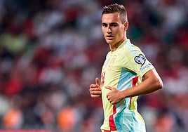 Jorge de Frutos, durante el partido de su debut con España.