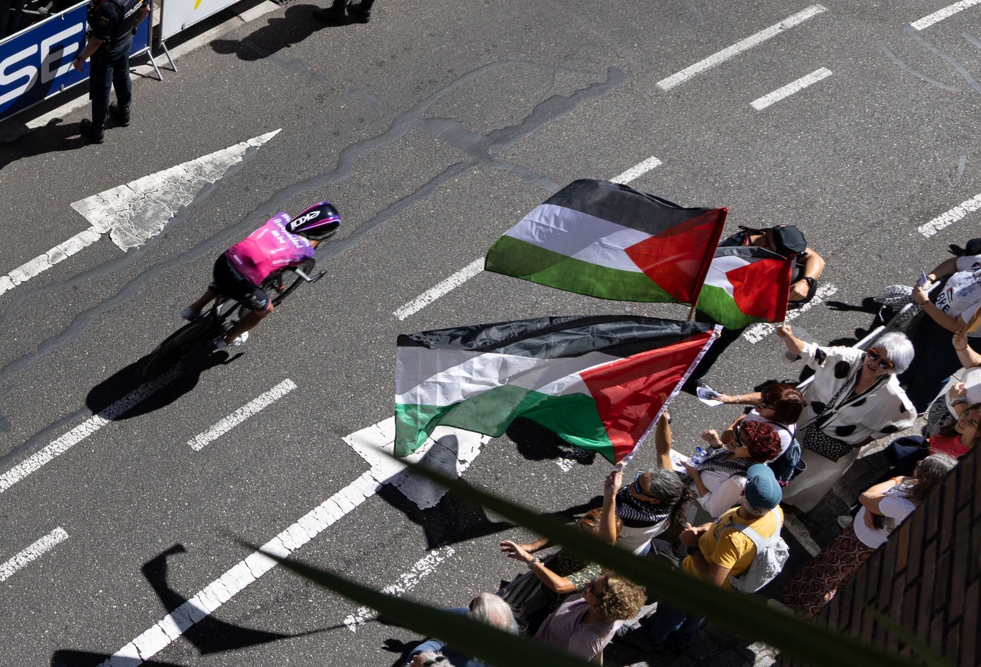 Imágenes de las protestas propalestinas en La Vuelta