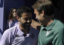 Javi Baraja e Iñaki Bea, antes del partido.