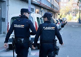 Agentes de la Policía Nacional en una calle de Valladolid.