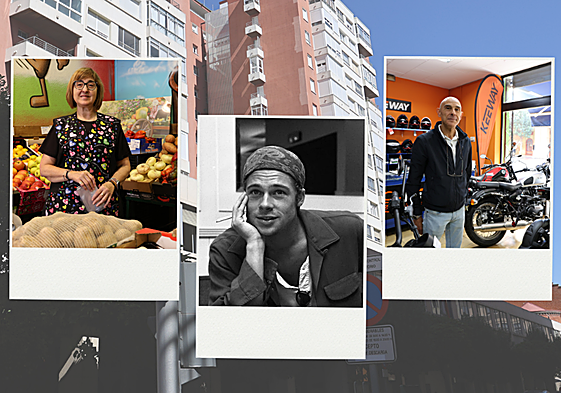 Vecinos y comerciantes de El Cuadro. En el medio, Brad Pitt.