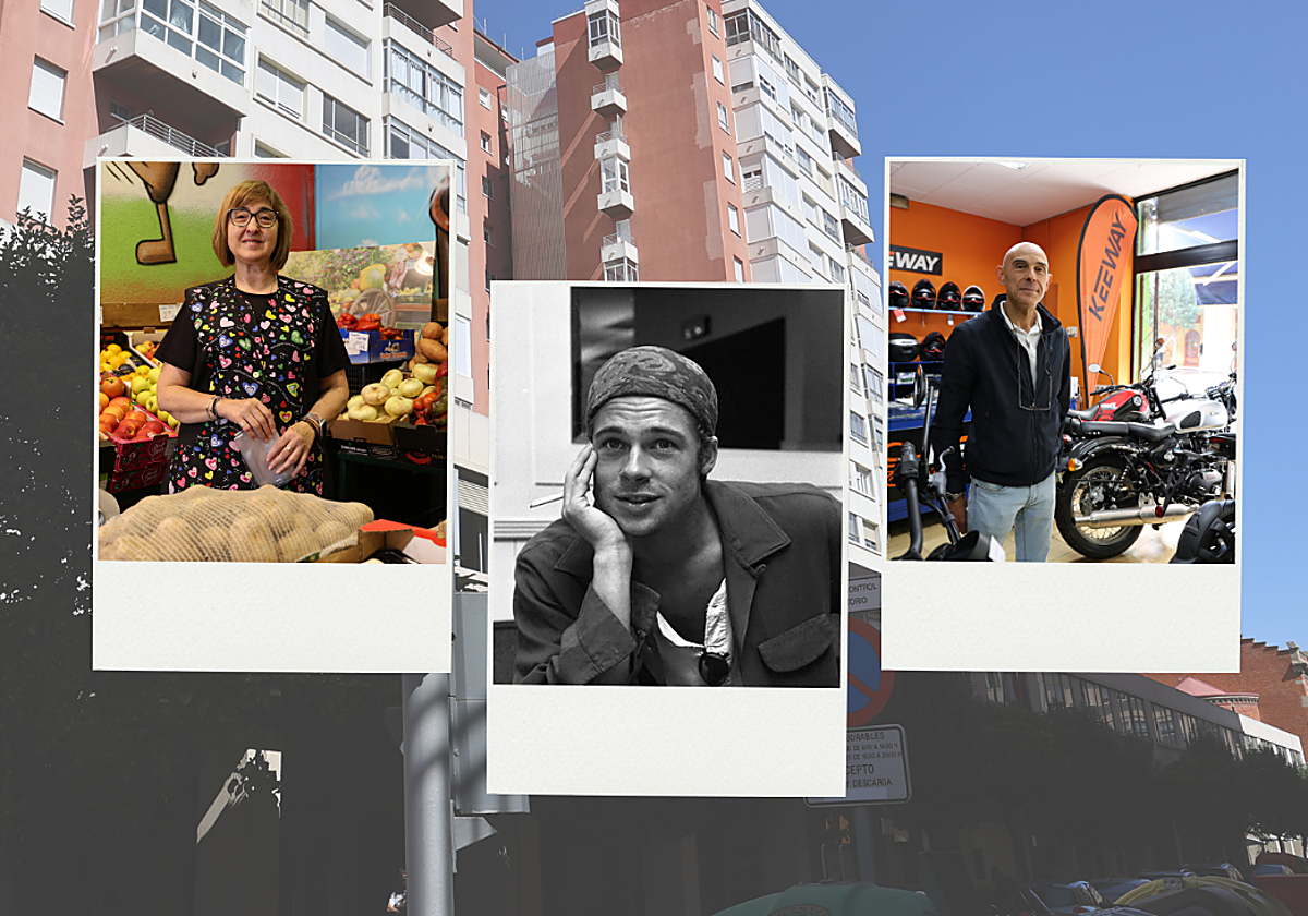 Vecinos y comerciantes de El Cuadro. En el medio, Brad Pitt.