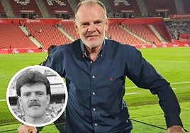 Gonzalo, en una imagen reciente; en detalle, en el año 89 cuando jugó una final de Copa con el Pucela.