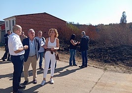 La directora general de Vivienda, junto al delegado de la Junta en Palencia, en la visita a San Pedro Cansoles.