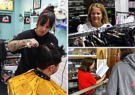De izquierda a derecha, Marina Pérez (peluquería Donde Álex), Sofía Muñoz (El Triunfo) y María Dolores Tejero (Videosón). comerciantes de la calle López Gómez