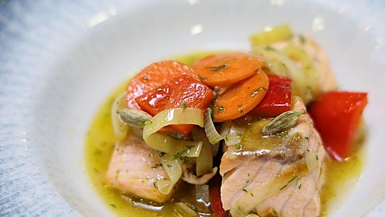Trucha escabechada con cítricos y especias, por el chef Raúl del Moral