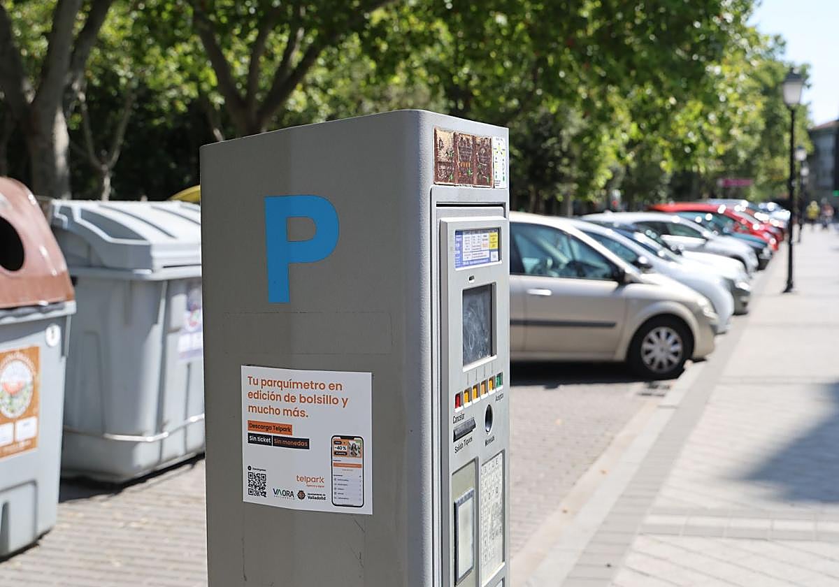 Parquímetro en la calle Estación del Norte de Valladolid en una imagen de archivo.