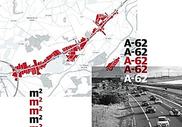 El tercer carril de la A-62 obligará a expropiar 746.000 metros de 257 parcelas