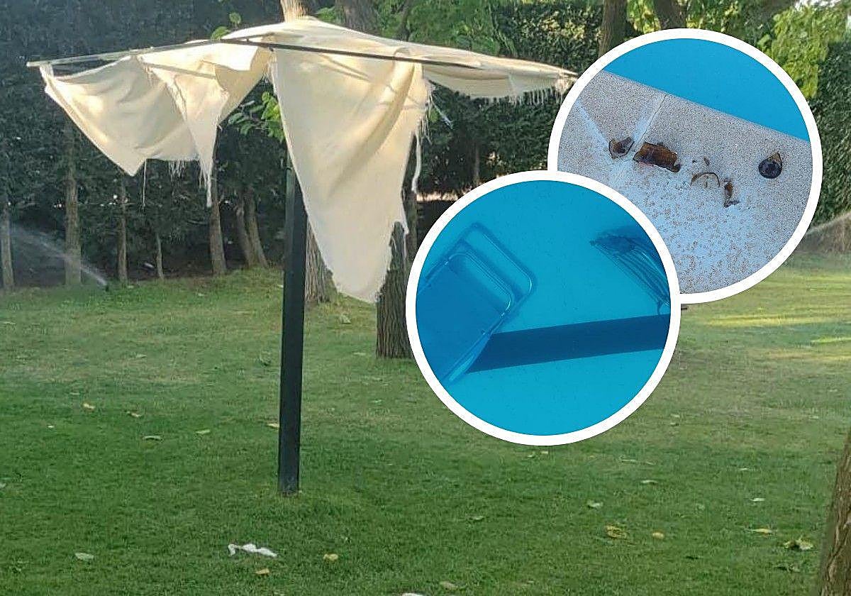 Actos vandálicos en las piscinas municipales de Nava del Rey el pasado mes de agosto.