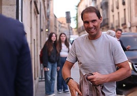 Rafa Nadal, a su llegada a Salamanca este jueves para recibir mañana el Honoris Causa de la Usal.