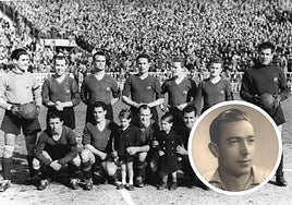 Una formación del FC Barcelona en la temporada 1949-50, en la que como consecuencia del empate del Valladolid en Las Corts sufrió una profunda crisis deportiva e institucional. En detalle, Julián Vaquero, autor de los dos goles blanquivioletas en aquel partido.