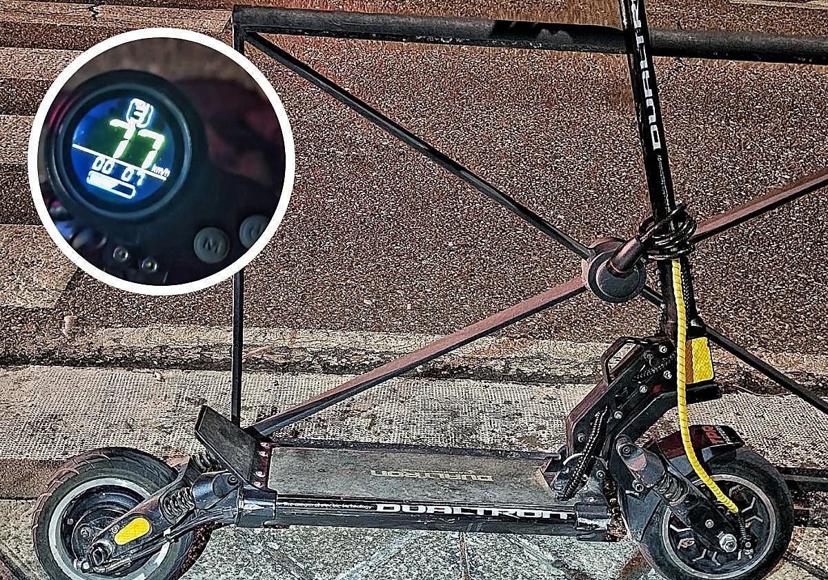 Patinete intervenido por la policía tras comprobar que estaba «trucado».