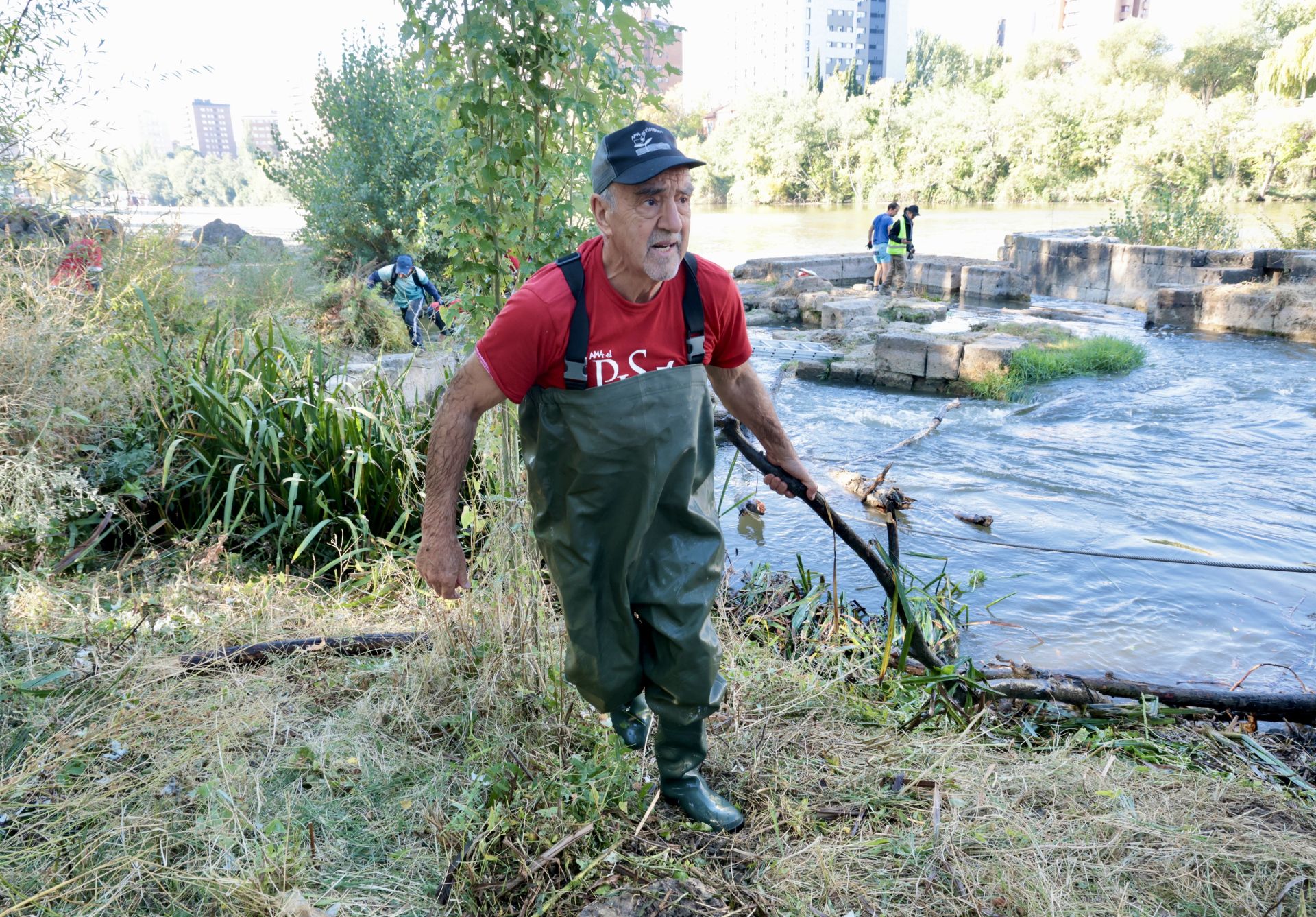 La limpieza de las antiguas aceñas del Puente Mayor, en imágenes