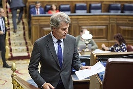 El presidente del Partido Popular, Alberto Núñez Feijóo, durante una sesión plenaria,