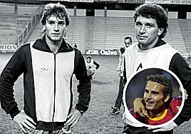 Juan Carlos y Eusebio, con la sub-21 en el Estadio José Zorrilla en 1986. En pequeño, Rubén Baraja en 2004.
