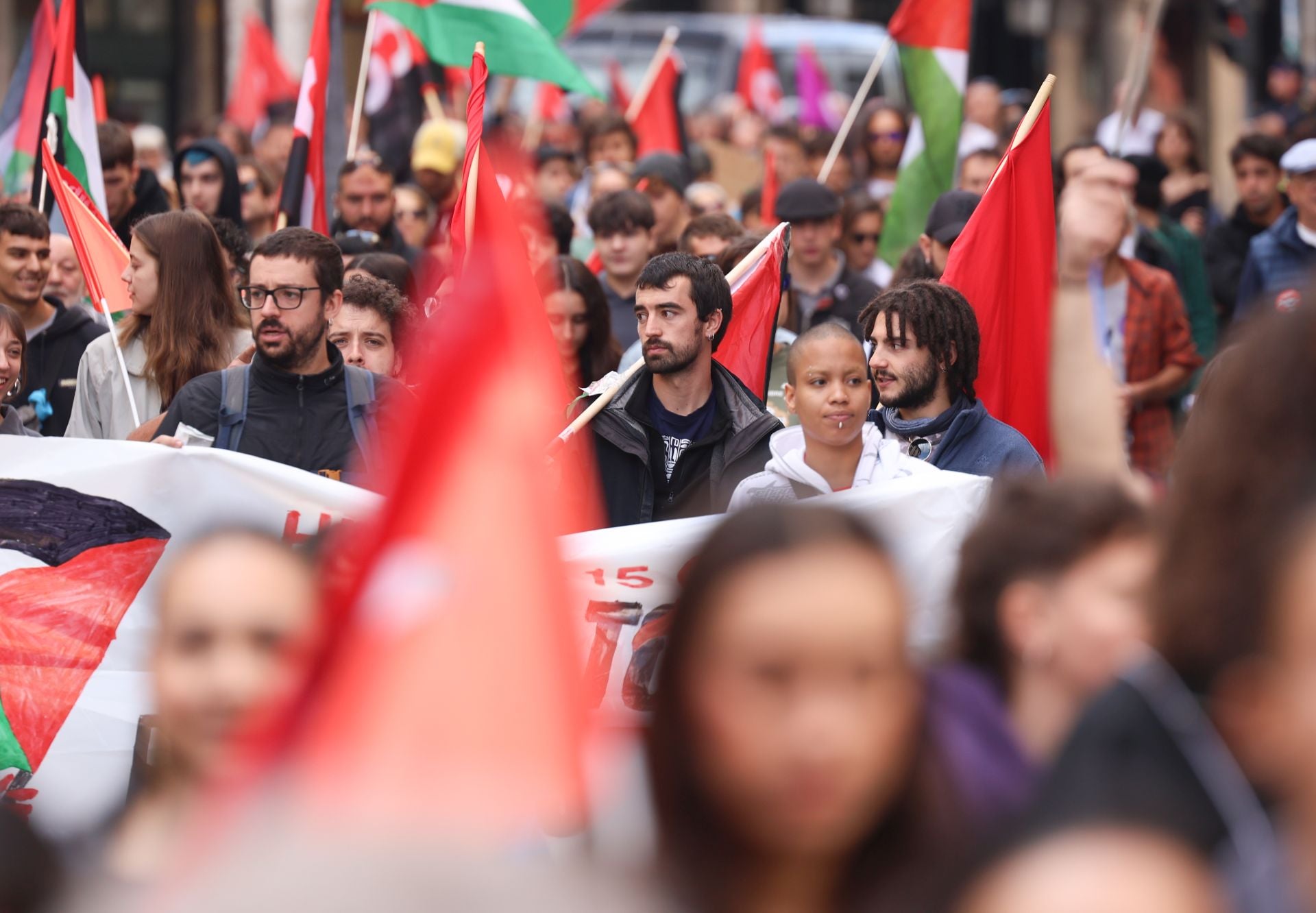 La manifestación del sindicato de estudiantes en apoyo a Palestina, en imágenes
