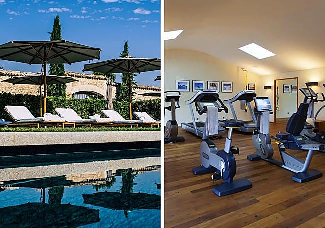 Piscina exterior y sala de 'fitness' de Abadía Retuerta.