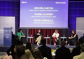 Susana Gutiérrez, Rocío Hervella, consejera delegada de Prosol; Isabel Clavero, directora del ICEX en Castilla y León, y Begoña Cuetos, directora de la Regional Noroeste de BBVA.