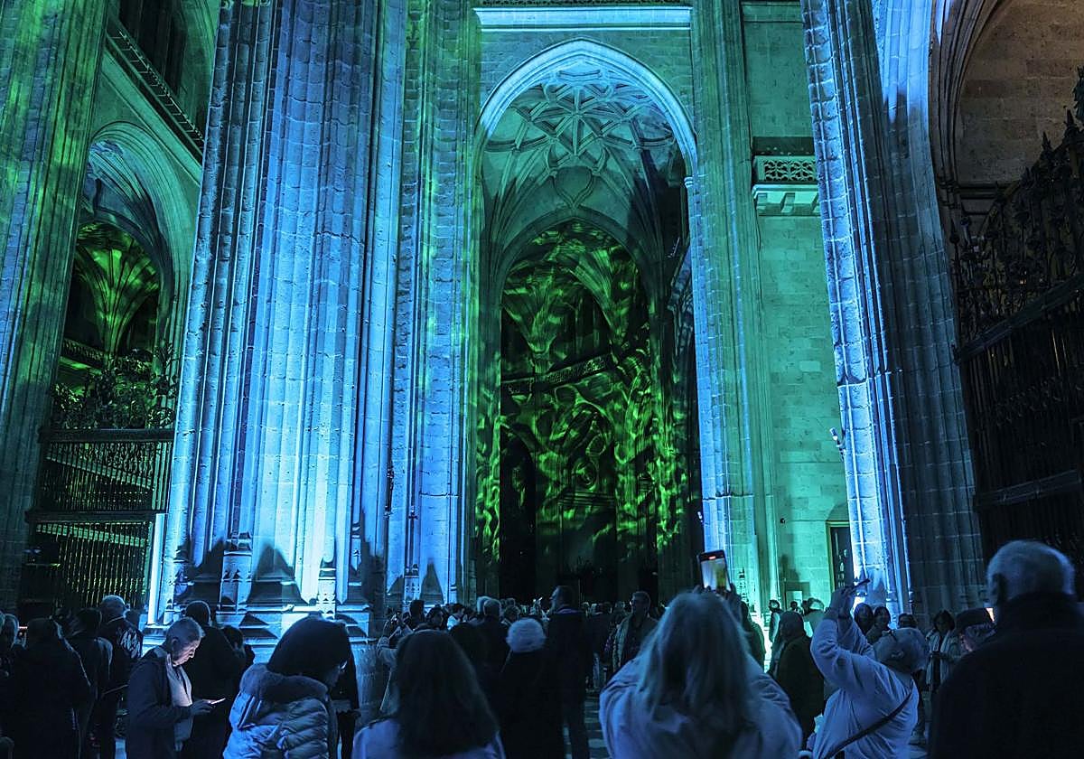 Interior de la Catedral iluminado con motivo de la festividad de San Frutos.