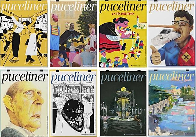 Ocho portadas de la revista 'Puceliner'.