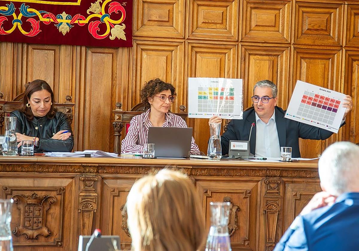 El concejal de Medio Ambiente muestra comparativas de calidad del aire en dos zonas de Palencia.