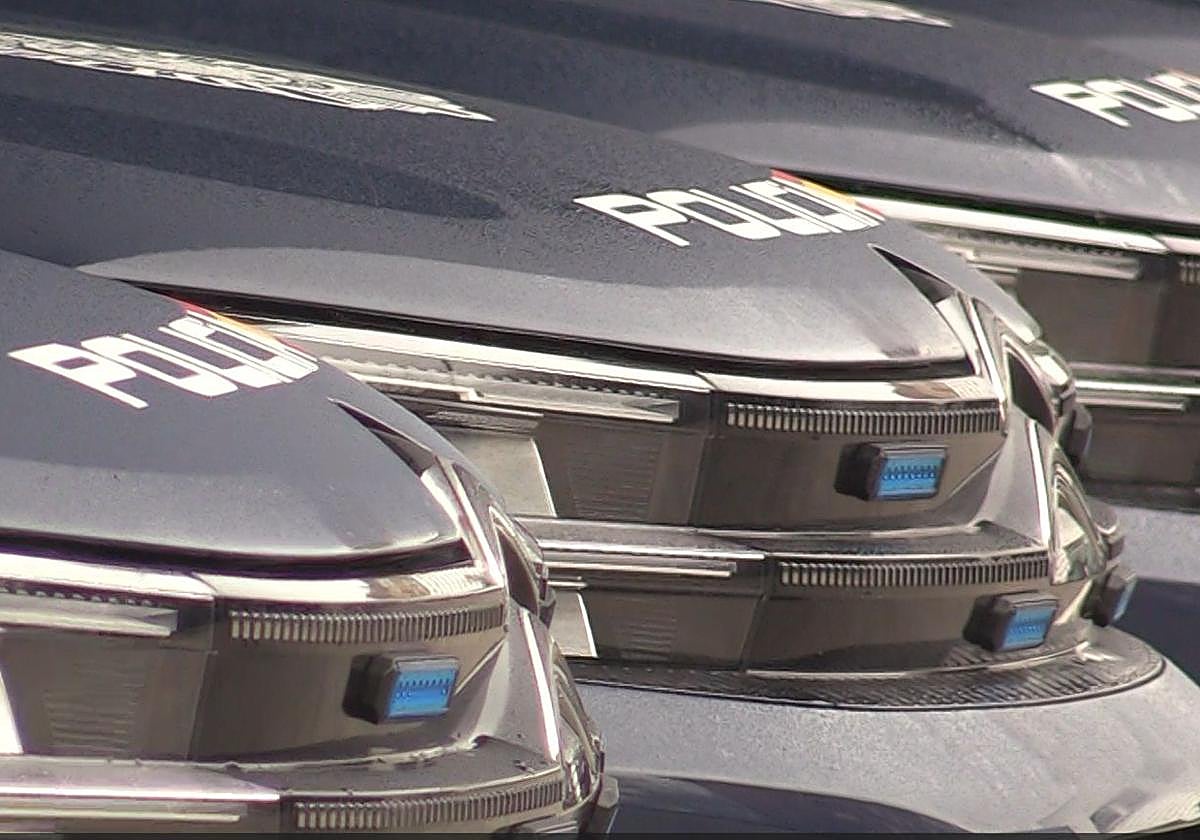 Vehículos de la Policía Nacional en Valladolid.