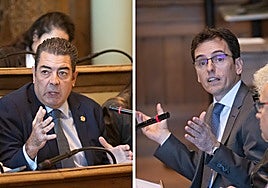 Alberto Gutiérrez Alberca (PP) y Pedro Herrero (PSOE) durante el debate.