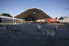 Carpa de la antigua hípica militar después de la celebración de una edición de Pingüinos.