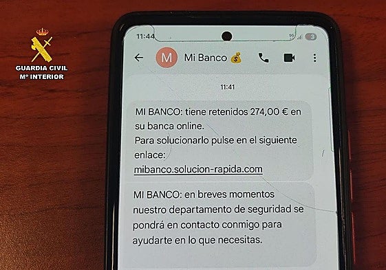Mensaje de texto que le llegó a la víctima.
