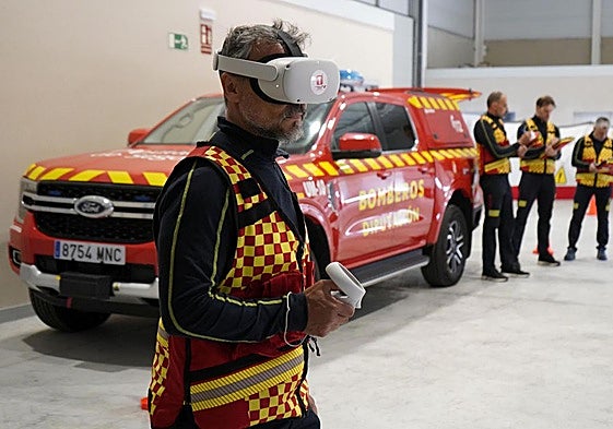 Entrenamiento de los bomberos de la Diputación de Segovia con realidad virtual.