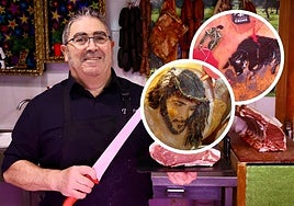 José de la Cruz posa en su carnicería de la calle Embajadores, que bajará la persiana en diciembre.