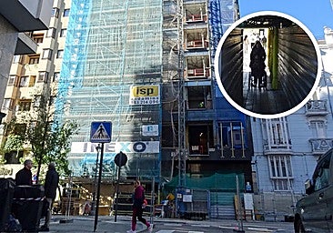 La demolición interior del hotel Felipe IV crea un angosto túnel para peatones en Gamazo