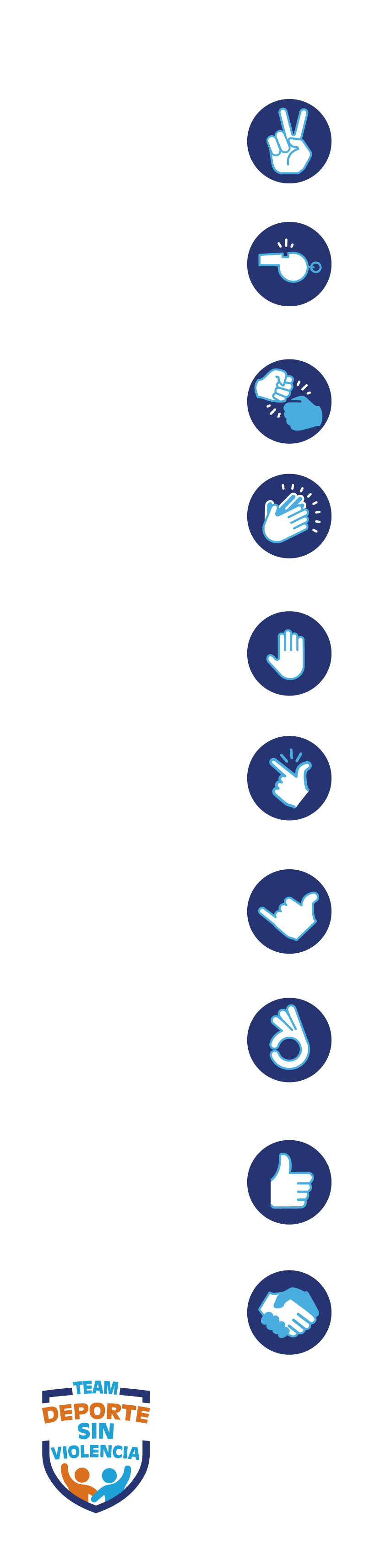 El gráfico muestra un decálogo de buenas prácticas en para el deporte escolar, deporte sin violencia