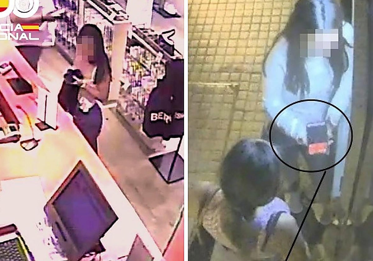 Dos de las personas detenidas en Burgos, haciendo uso de lo sustraído a las víctimas.