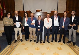 Participantes en una de las mesas: Susana Álvarez, David Escudero, Marina Vega, Ángel Luis Agúndez, José Manuel Pérez, Pablo Méndez, Fernando Álvarez, José Luis Martínez y David Esteban.
