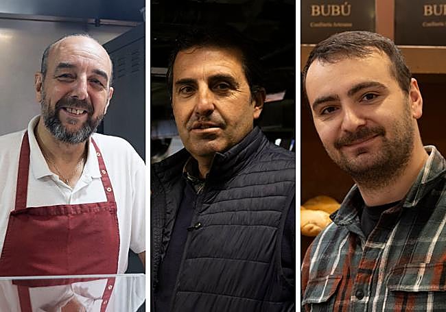 Alberto Martínez, José Antonio Coca y Luka Bejanidis, comerciantes de la calle.